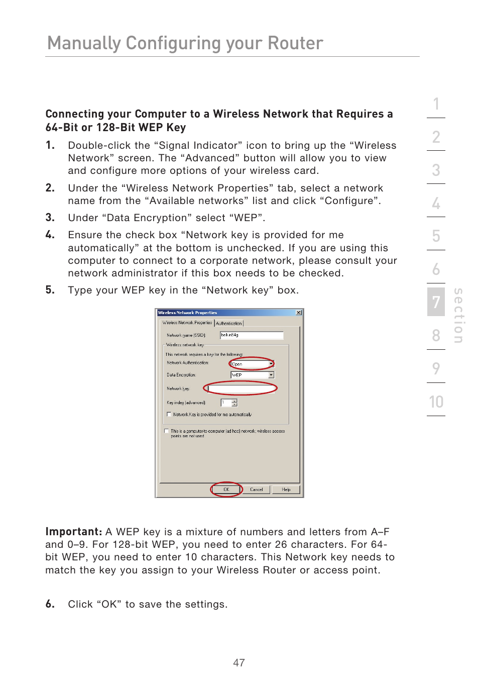 Manually configuring your router | Belkin F5D9630UK4A User Manual | Page 49 / 552