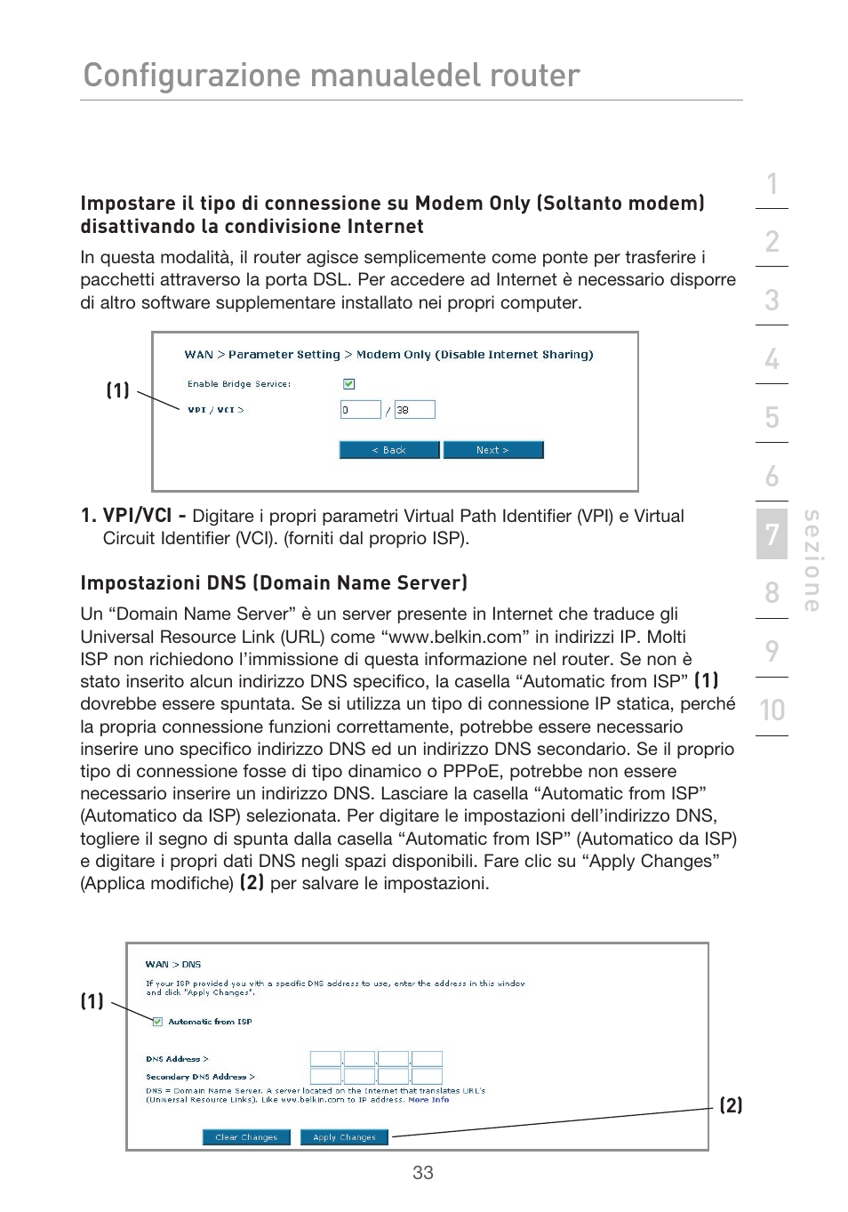 Configurazione manuale del router | Belkin F5D9630UK4A User Manual | Page 495 / 552