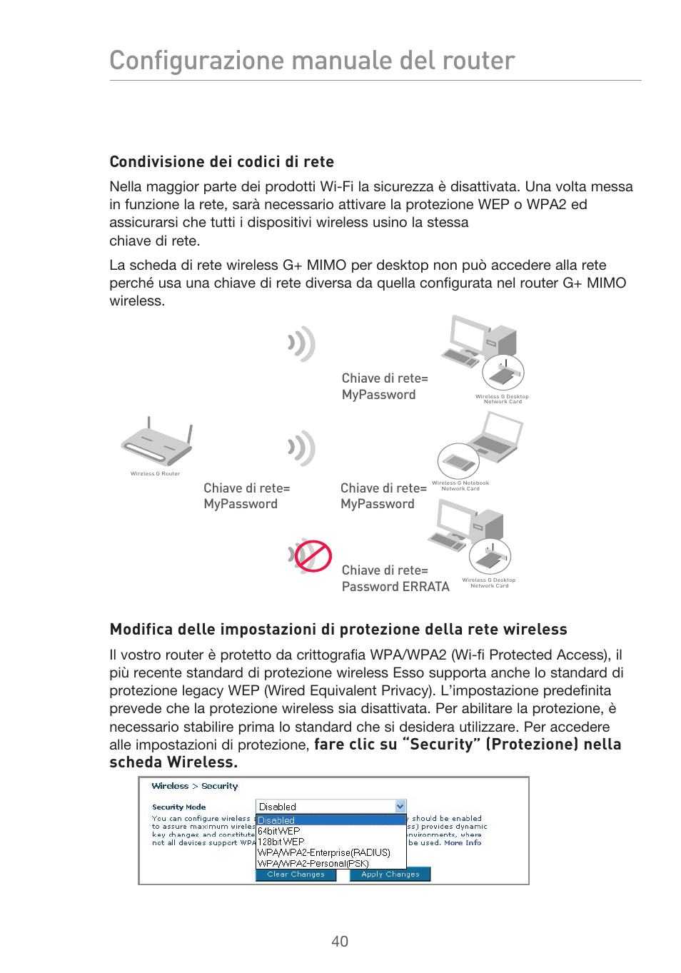 Configurazione manuale del router, Condivisione dei codici di rete | Belkin F5D9630UK4A User Manual | Page 502 / 552