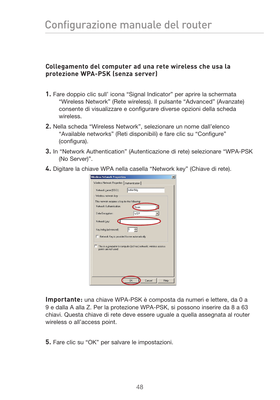 Configurazione manuale del router | Belkin F5D9630UK4A User Manual | Page 510 / 552