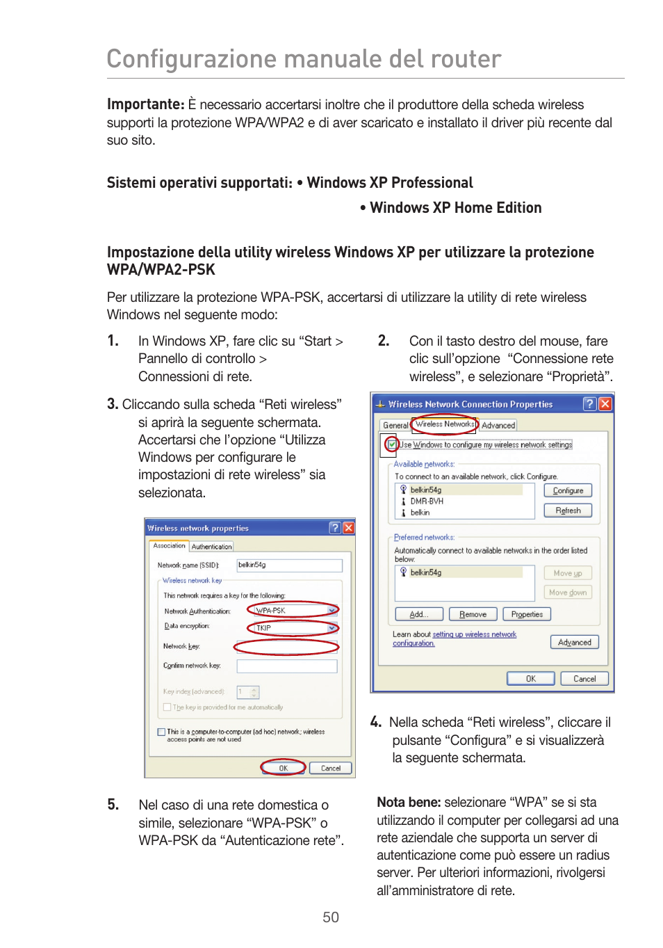 Configurazione manuale del router | Belkin F5D9630UK4A User Manual | Page 512 / 552