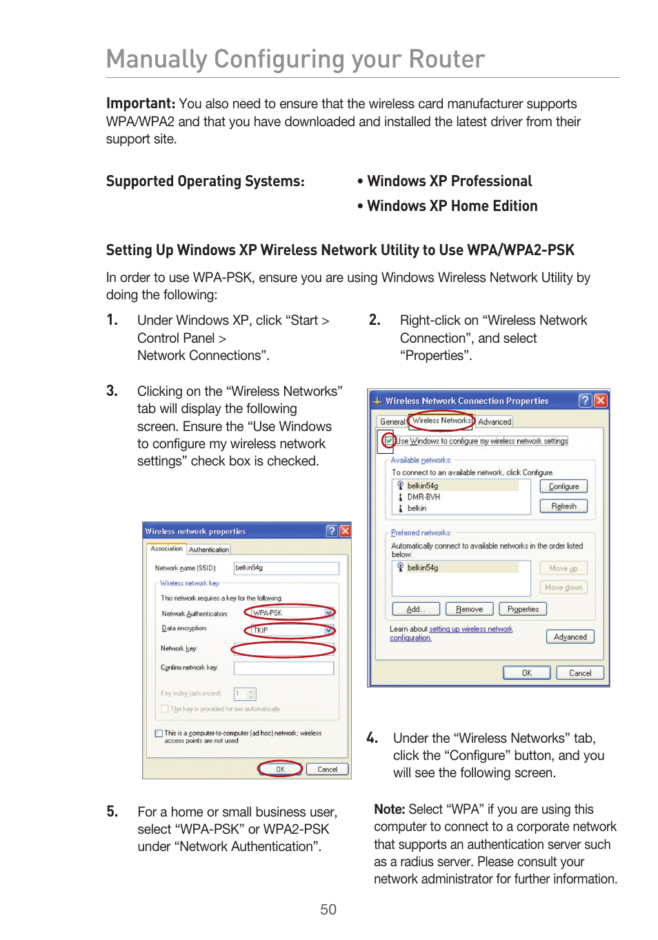 Manually configuring your router | Belkin F5D9630UK4A User Manual | Page 52 / 552