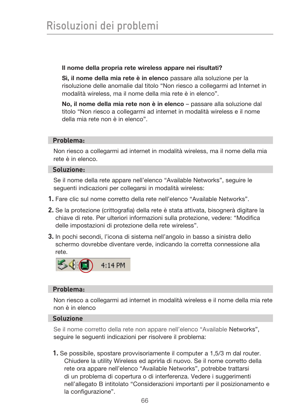 Risoluzioni dei problemi | Belkin F5D9630UK4A User Manual | Page 528 / 552