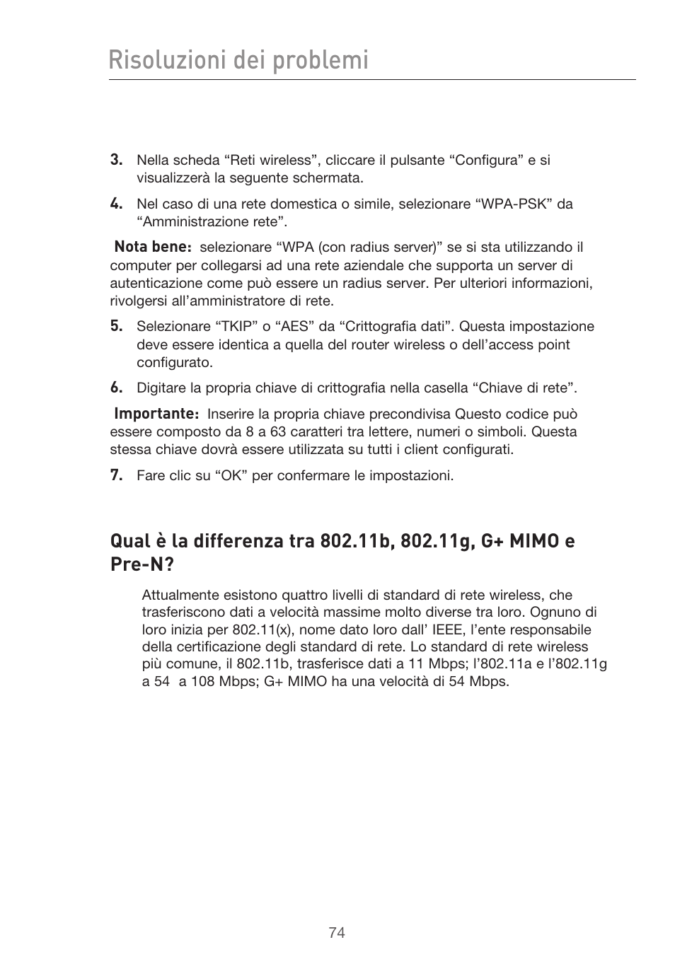 Risoluzioni dei problemi | Belkin F5D9630UK4A User Manual | Page 536 / 552