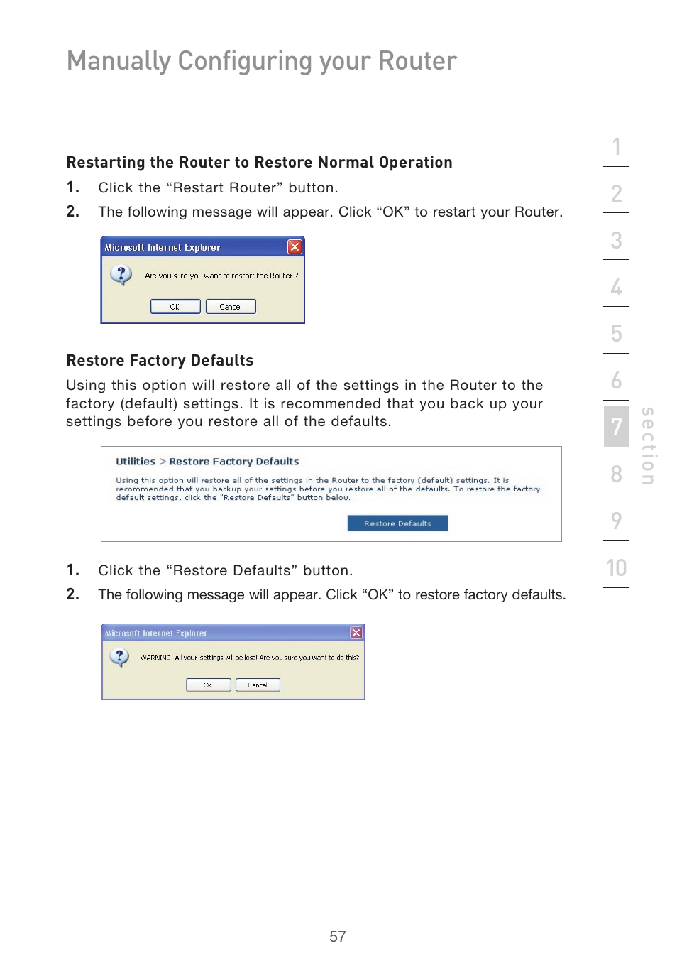Manually configuring your router | Belkin F5D9630UK4A User Manual | Page 59 / 552