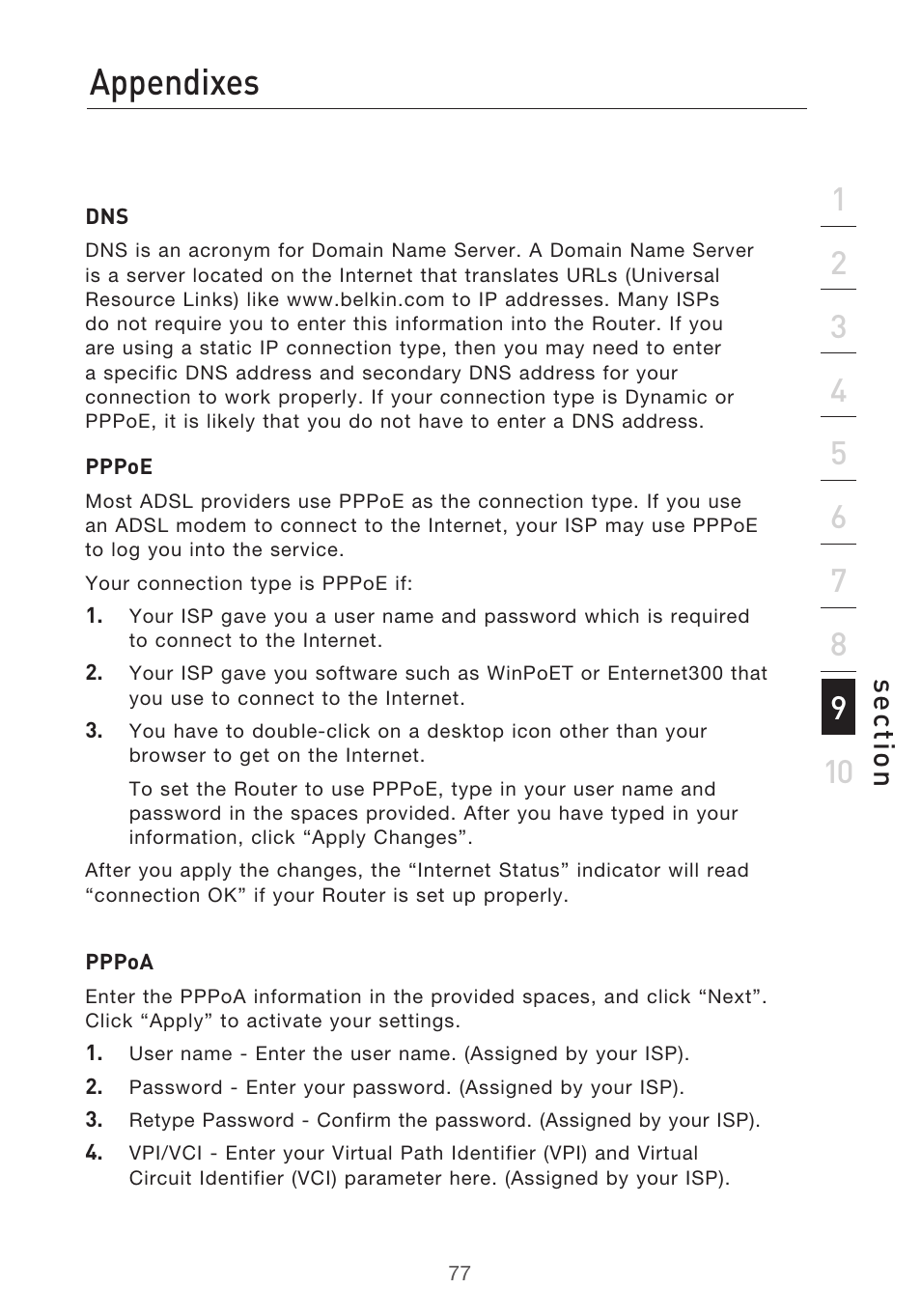 Appendixes, Se ct io n | Belkin F5D9630UK4A User Manual | Page 79 / 552