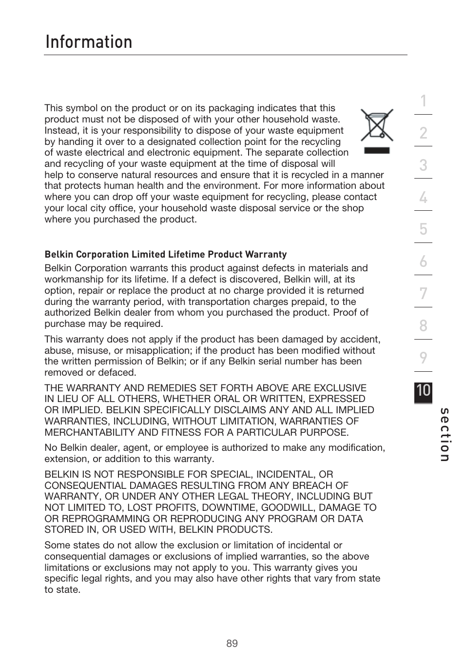 Information, Se ct io n | Belkin F5D9630UK4A User Manual | Page 91 / 552