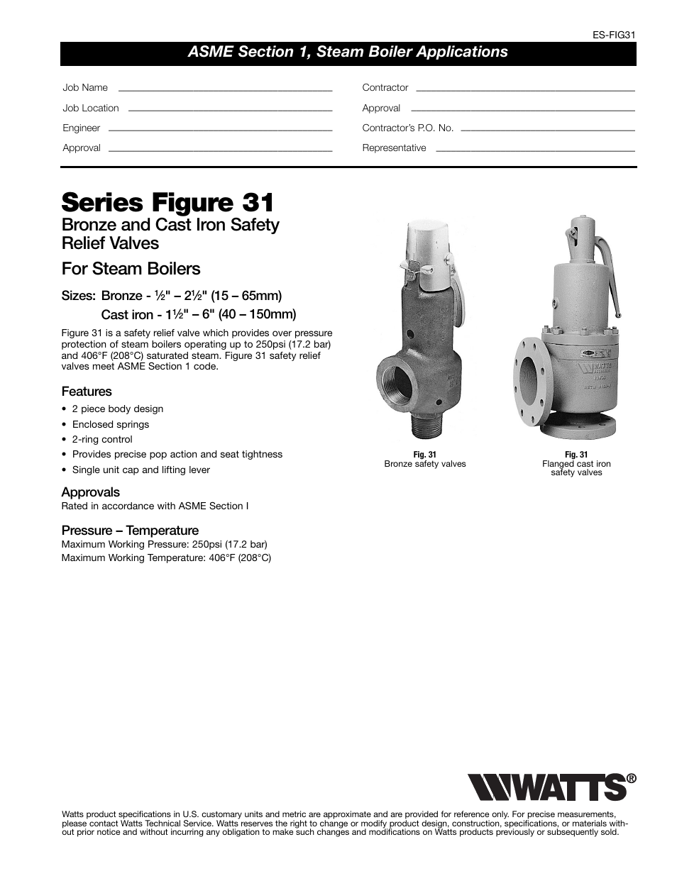 Watts Figure 31 User Manual | 4 pages