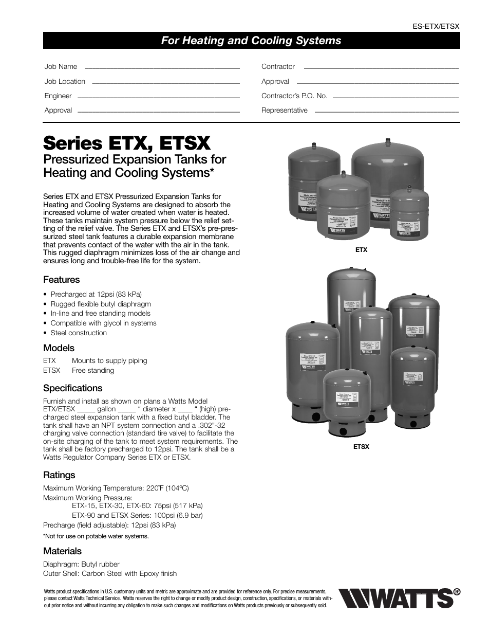 Watts ETSX User Manual | 2 pages