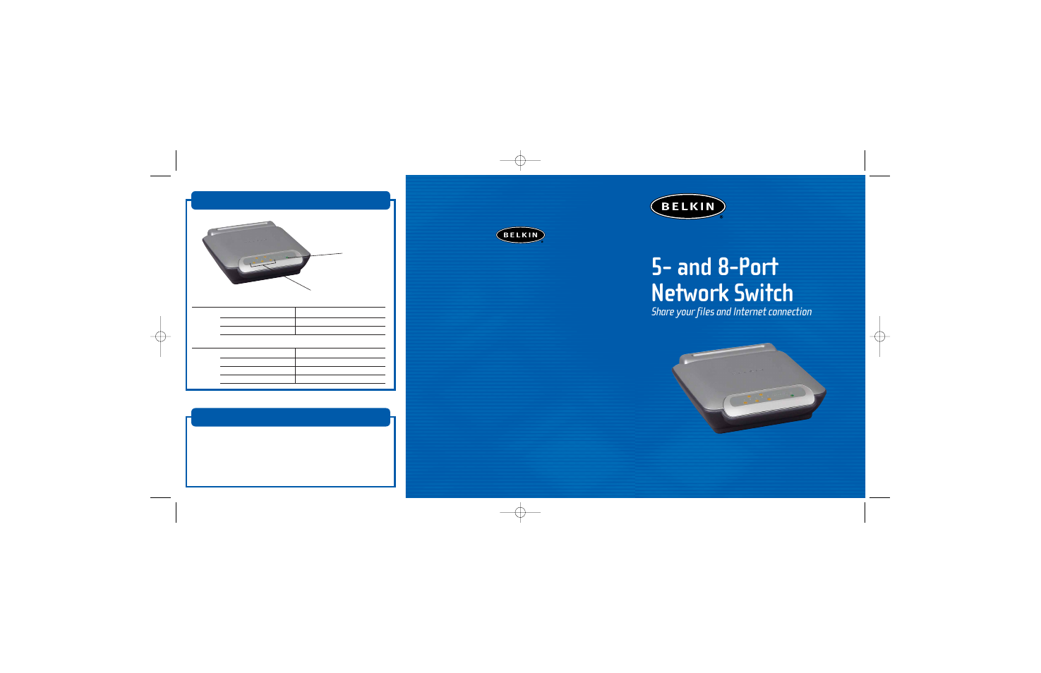 And 8-port network switch, Share your files and internet connection, Quick installation guide | Troubleshooting, Getting to know your switch | Belkin F5D5131-8 User Manual | Page 3 / 3