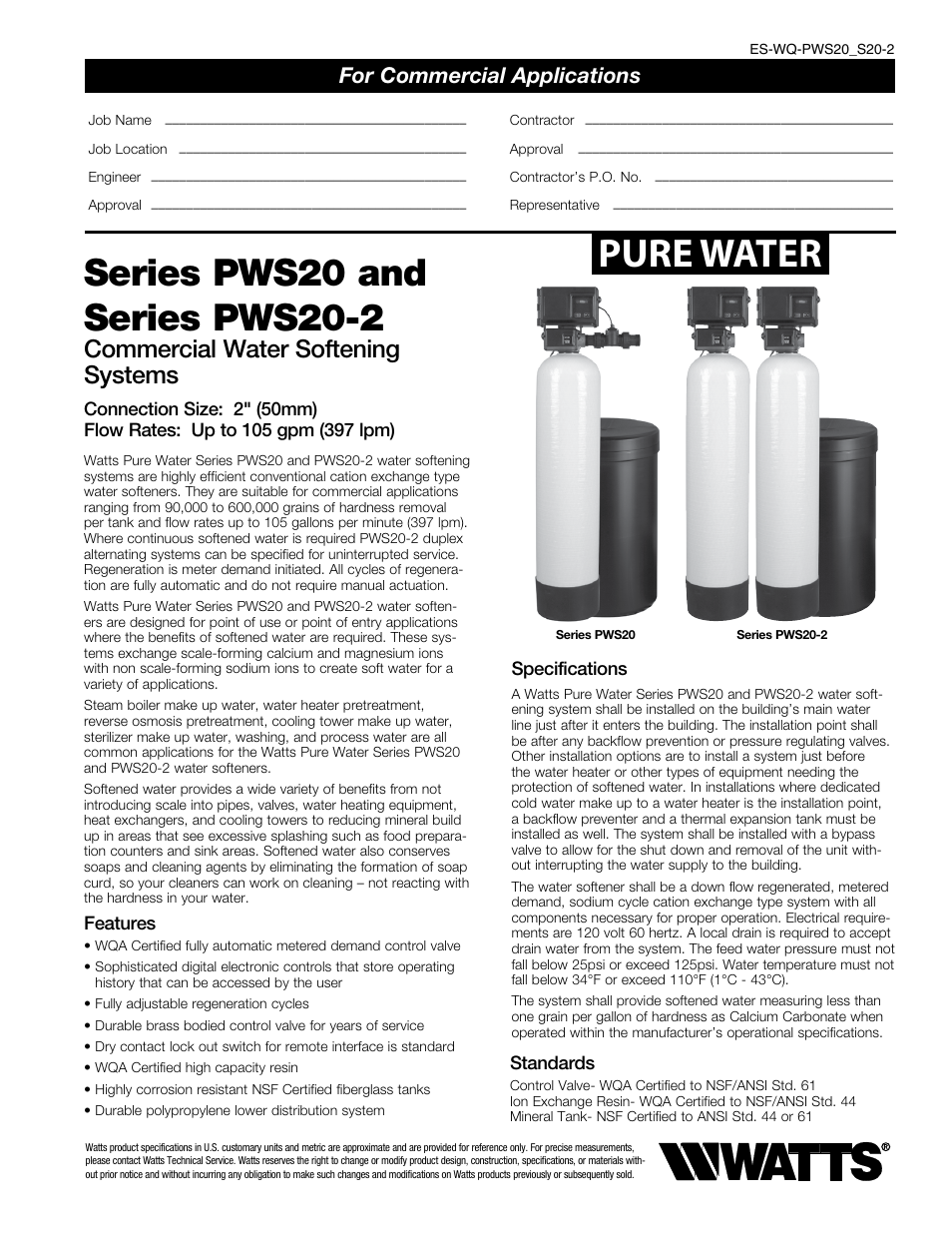 Watts PWS20-2 User Manual | 4 pages