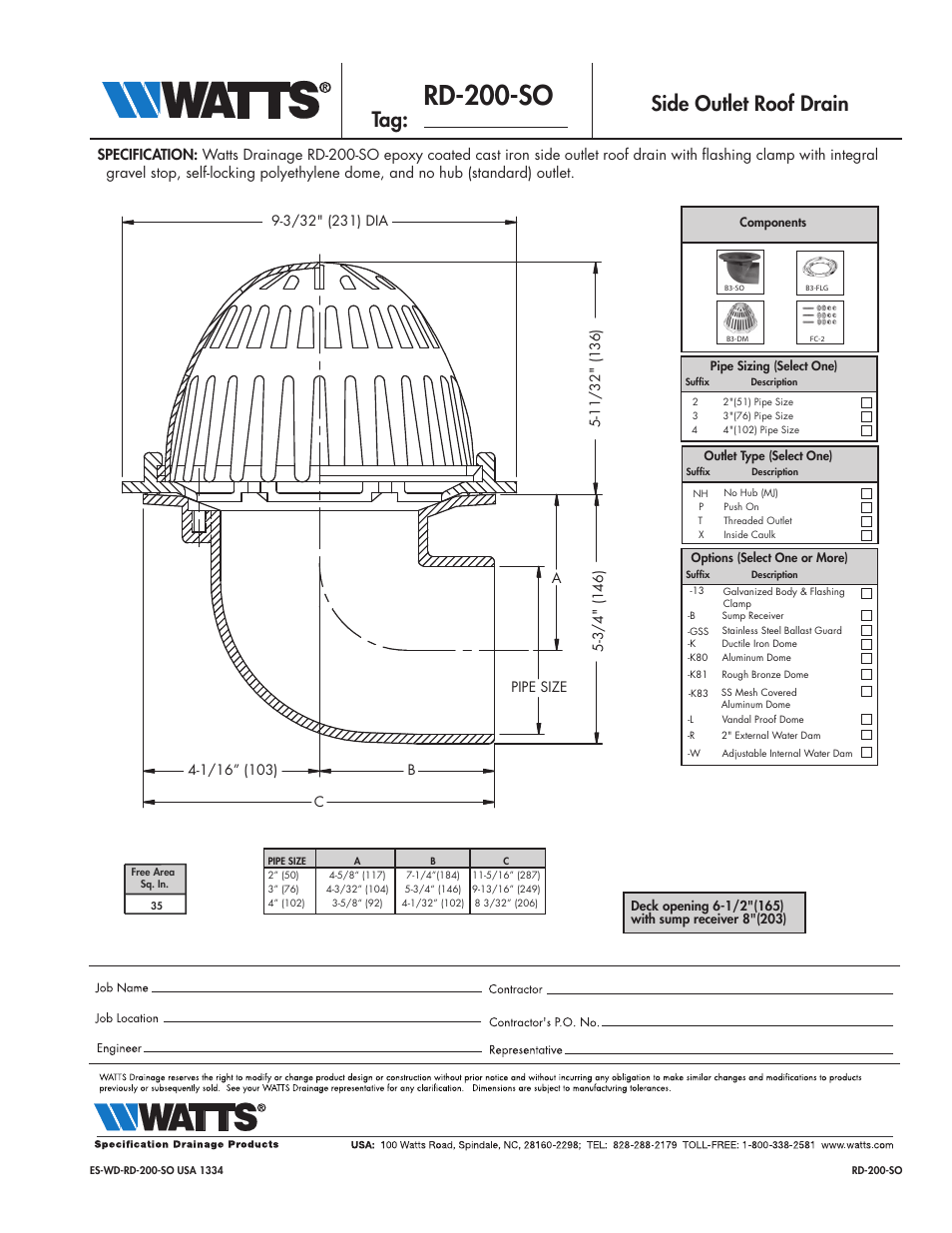 Watts RD-200-SO User Manual | 1 page