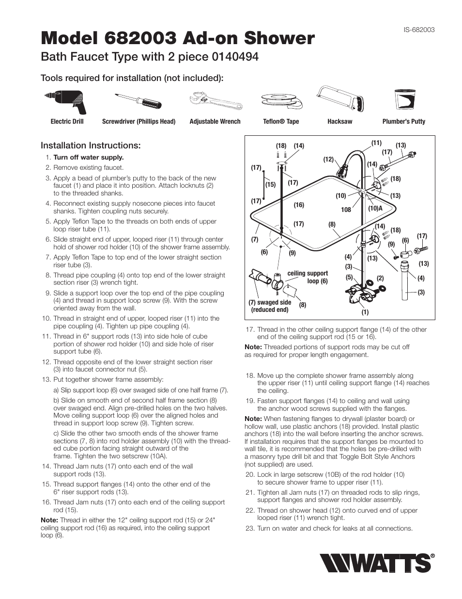 Watts 682 003 User Manual | 2 pages