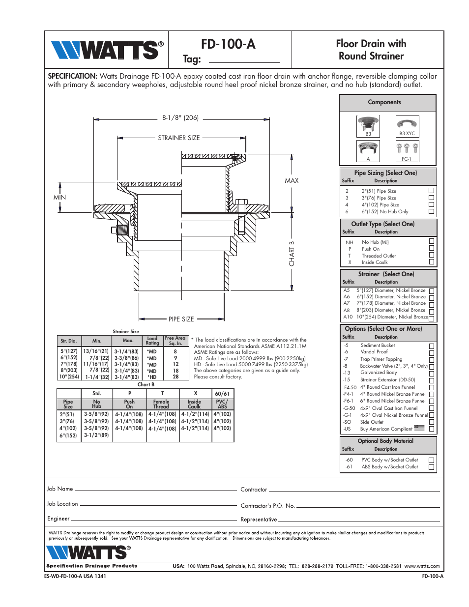 Watts FD-100-A User Manual | 1 page