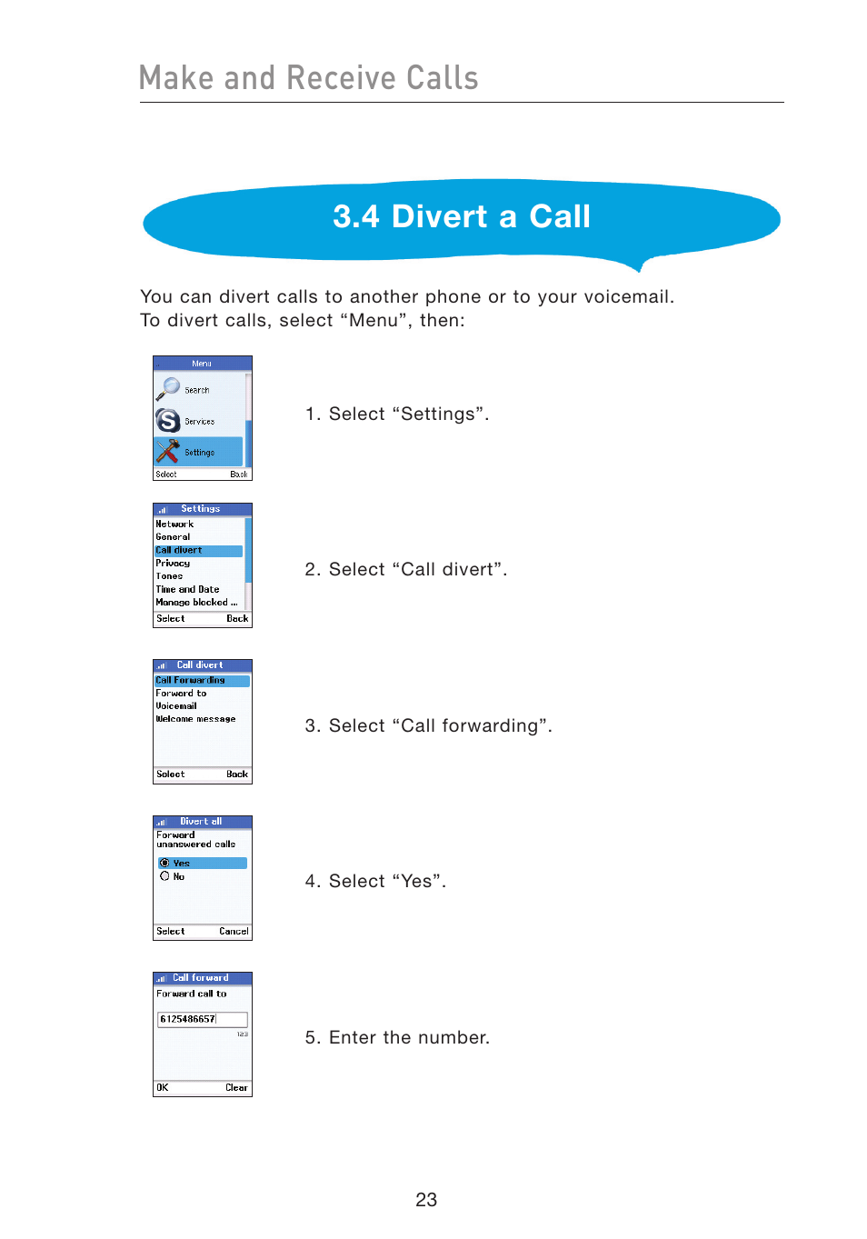 Make and receive calls, 4 divert a call | Belkin Wi-Fi Phone for Skype F1PP000GN-SK User Manual | Page 27 / 50