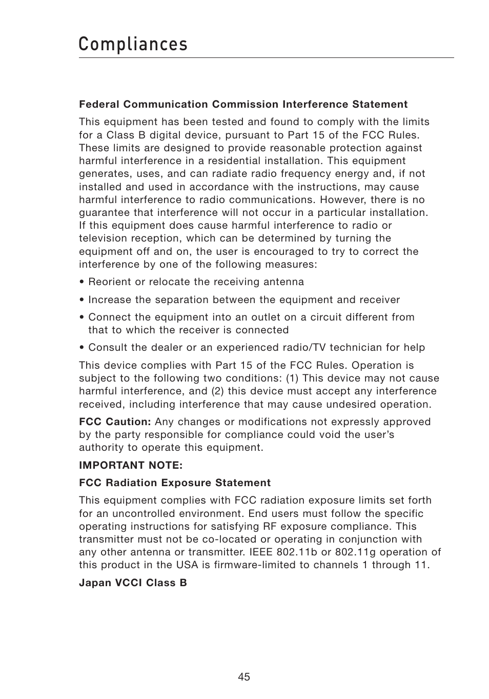 Compliances | Belkin Wi-Fi Phone for Skype F1PP000GN-SK User Manual | Page 49 / 50