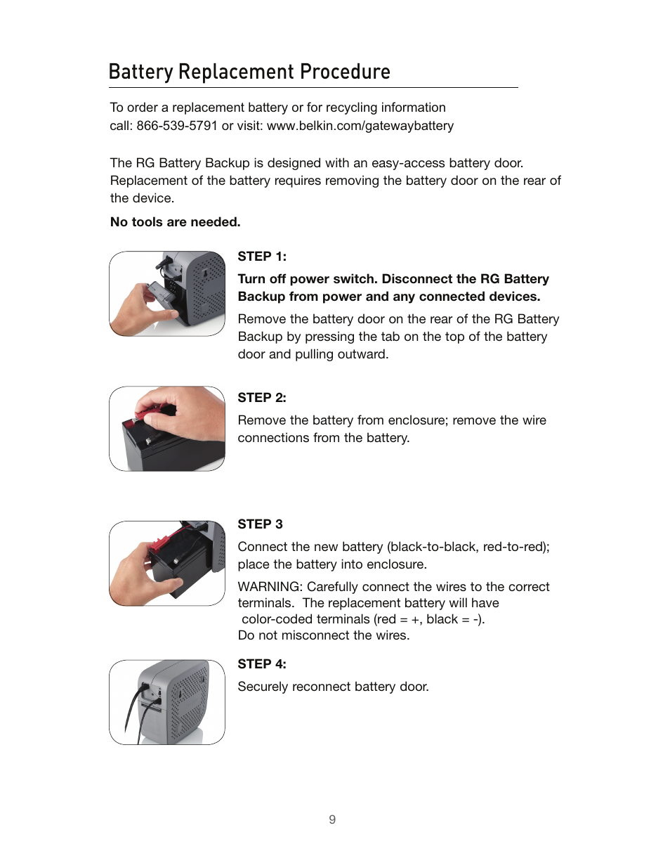 Battery replacement procedure | Belkin BU3DC001-12V User Manual | Page 10 / 12