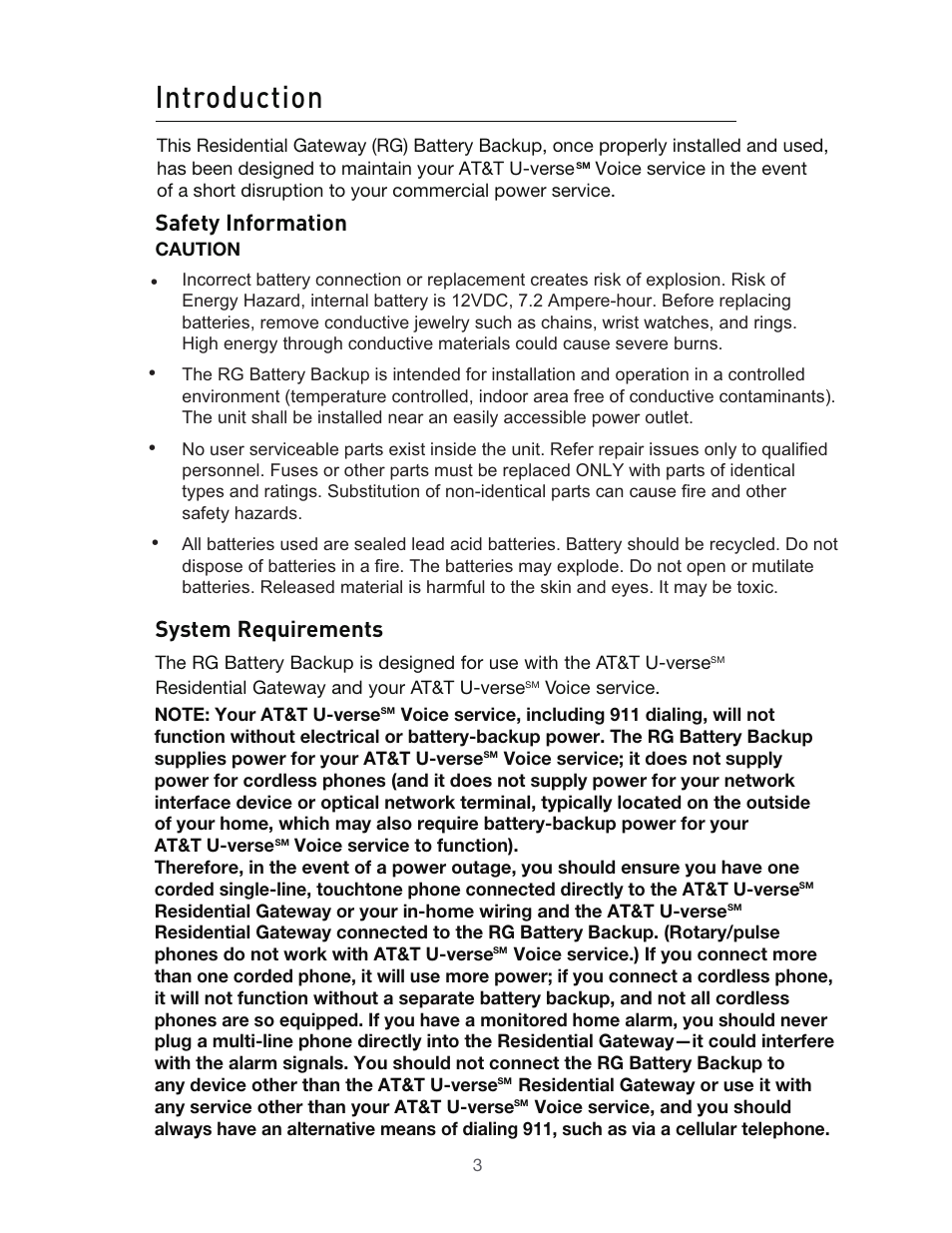 Introduction, Safety information, System requirements | Belkin BU3DC001-12V User Manual | Page 3 / 12