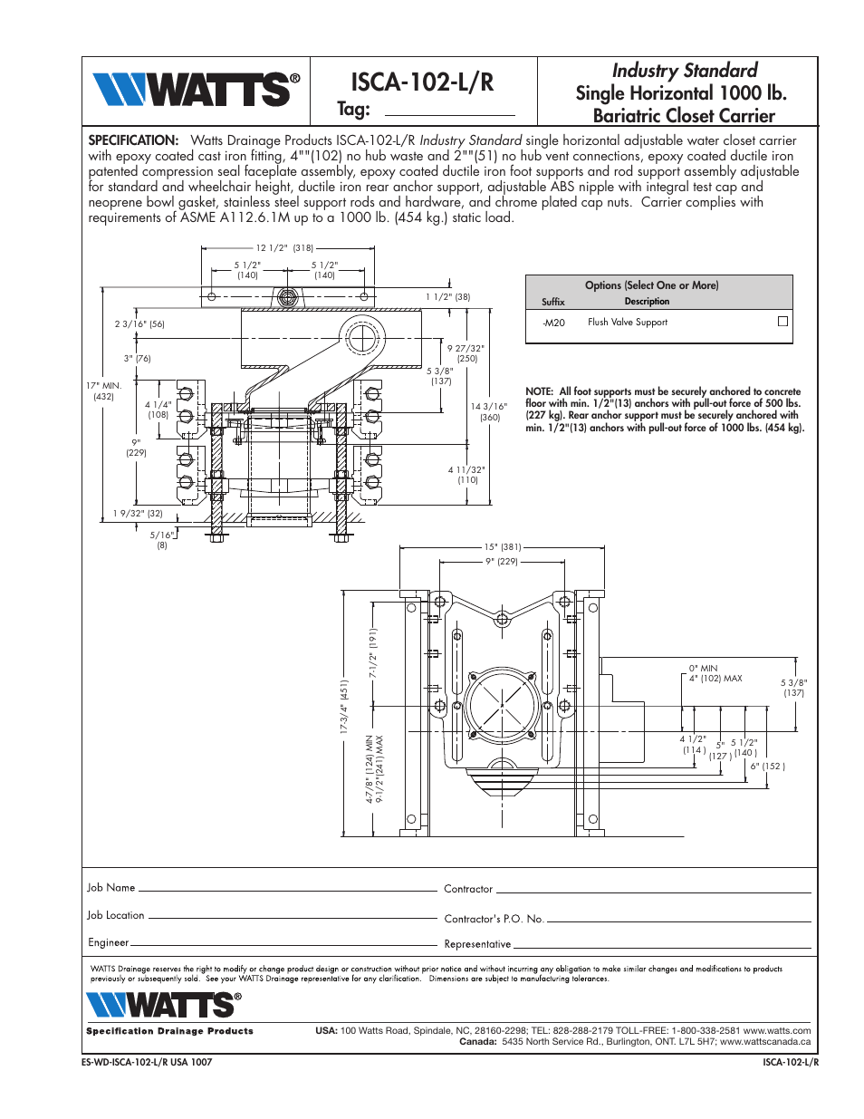 Watts ISCA-102-L/R User Manual | 1 page