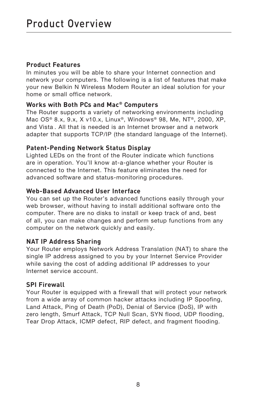 Product overview | Belkin F5D8633-4 User Manual | Page 10 / 606