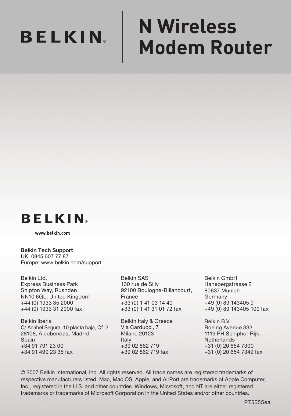 N wireless modem router | Belkin F5D8633-4 User Manual | Page 101 / 606