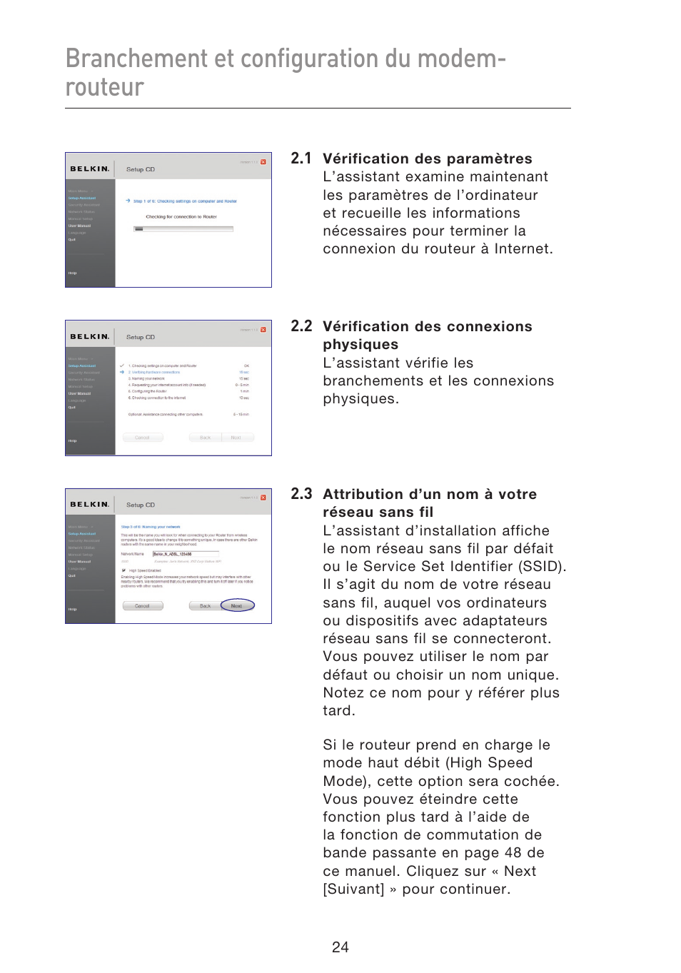 Branchement et configuration du modem- routeur | Belkin F5D8633-4 User Manual | Page 127 / 606