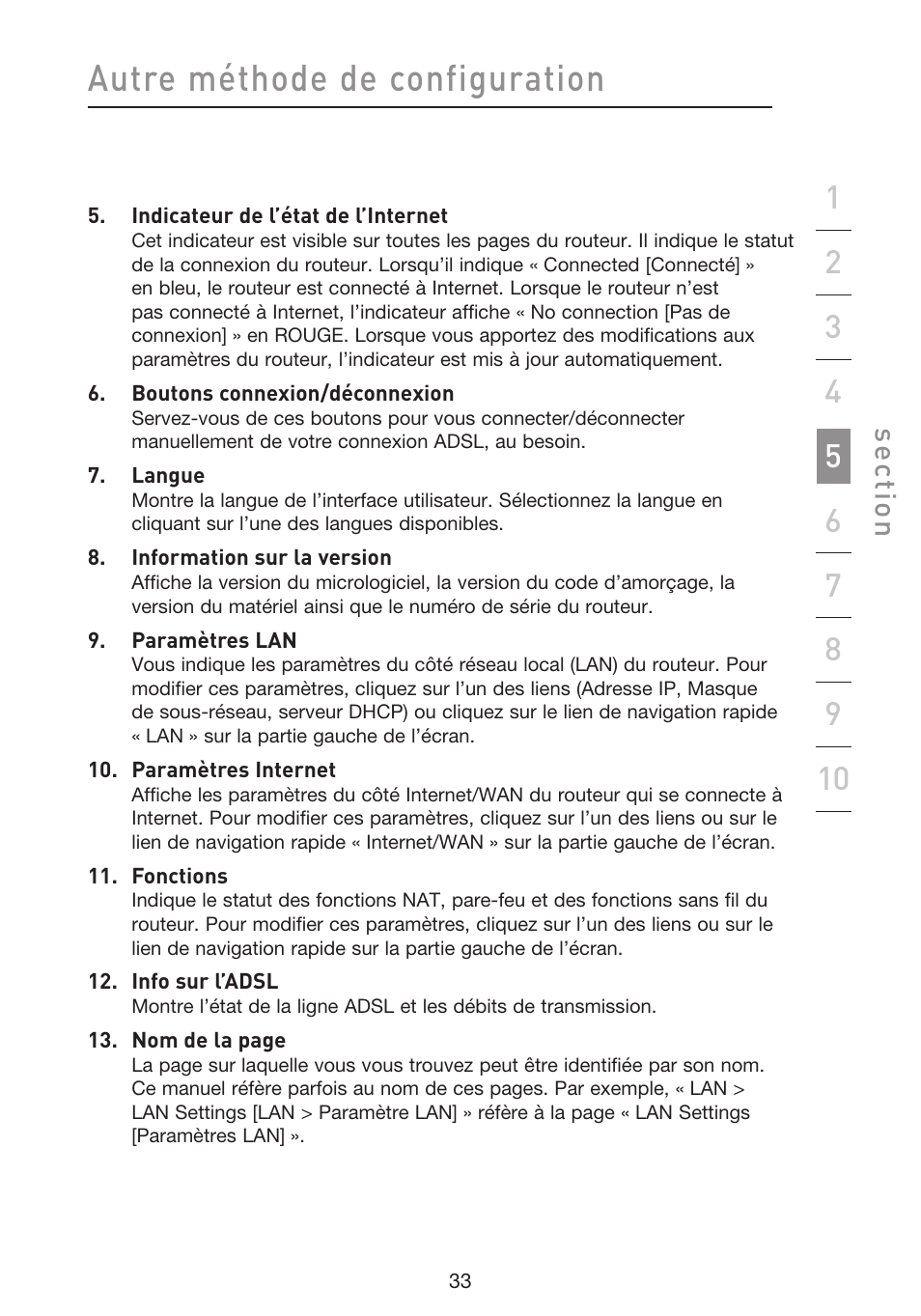 Autre méthode de configuration, Se ct io n | Belkin F5D8633-4 User Manual | Page 136 / 606