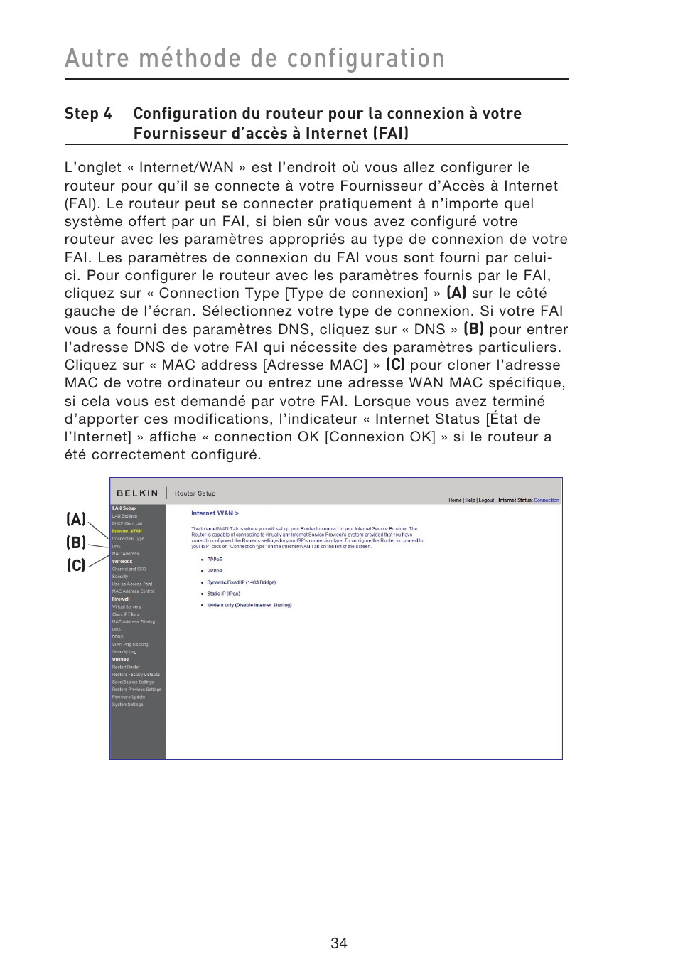 Autre méthode de configuration | Belkin F5D8633-4 User Manual | Page 137 / 606