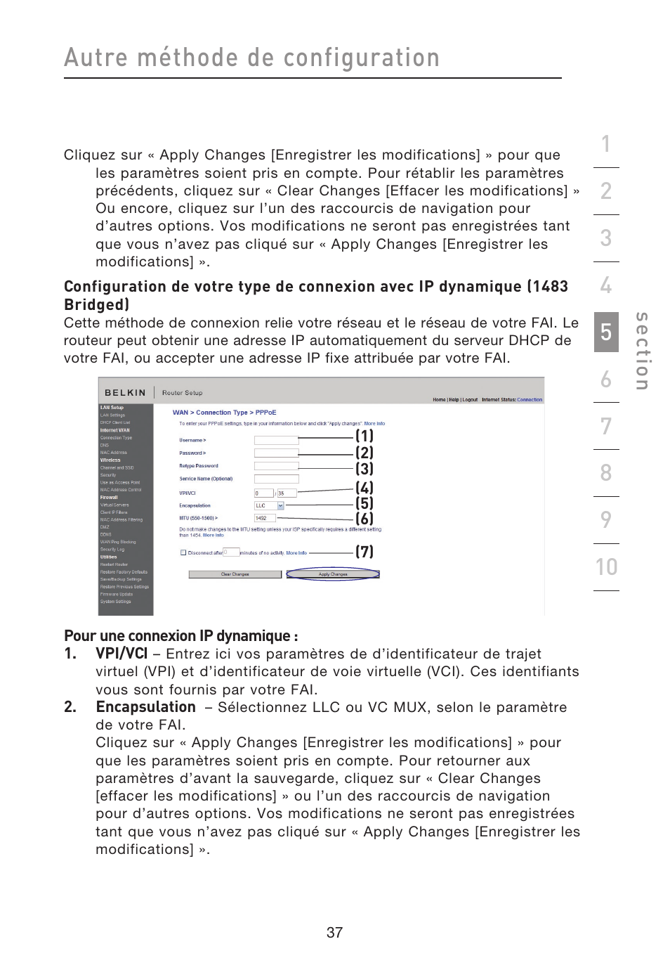 Autre méthode de configuration, Se ct io n | Belkin F5D8633-4 User Manual | Page 140 / 606