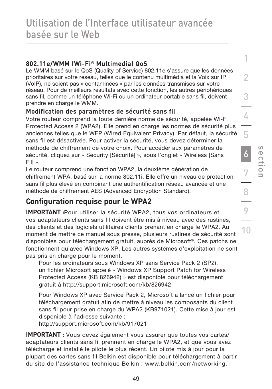 Se ct io n | Belkin F5D8633-4 User Manual | Page 152 / 606