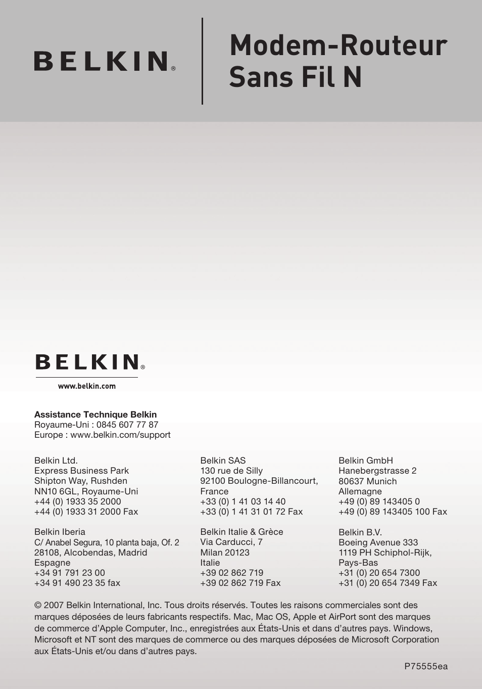 Modem-routeur sans fil n | Belkin F5D8633-4 User Manual | Page 202 / 606