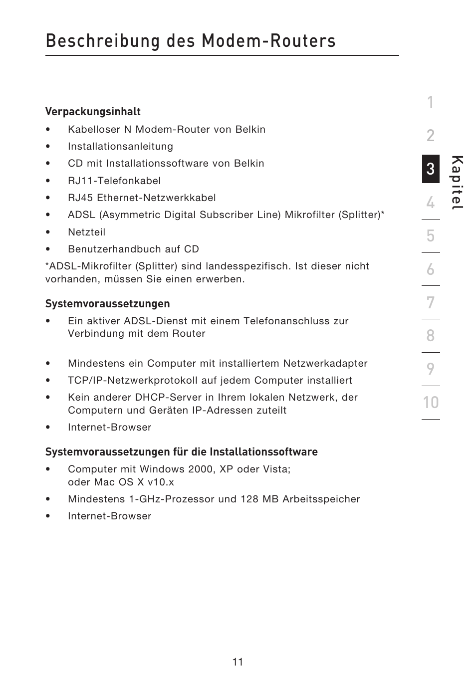 Beschreibung des modem-routers, Kap ite l | Belkin F5D8633-4 User Manual | Page 215 / 606