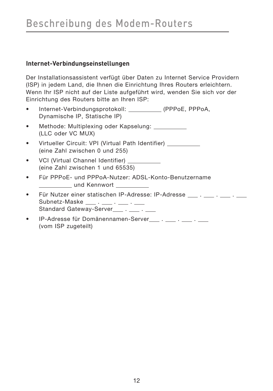 Beschreibung des modem-routers | Belkin F5D8633-4 User Manual | Page 216 / 606