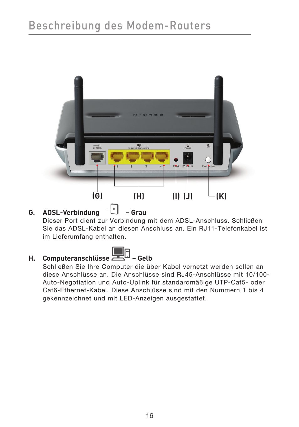 Beschreibung des modem-routers | Belkin F5D8633-4 User Manual | Page 220 / 606