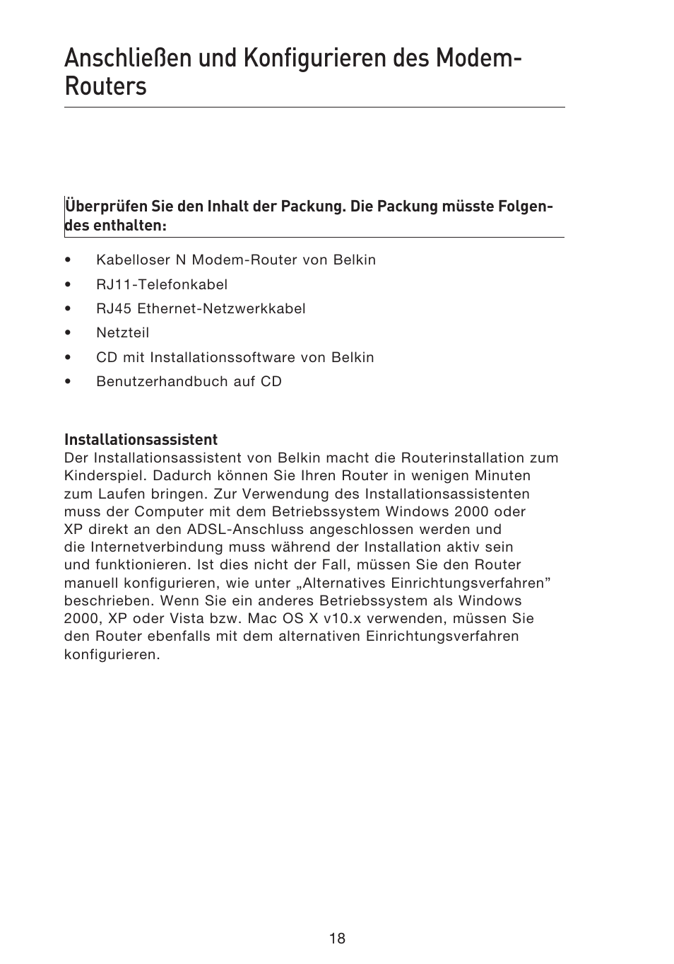 Anschließen und konfigurieren des modem- routers | Belkin F5D8633-4 User Manual | Page 222 / 606