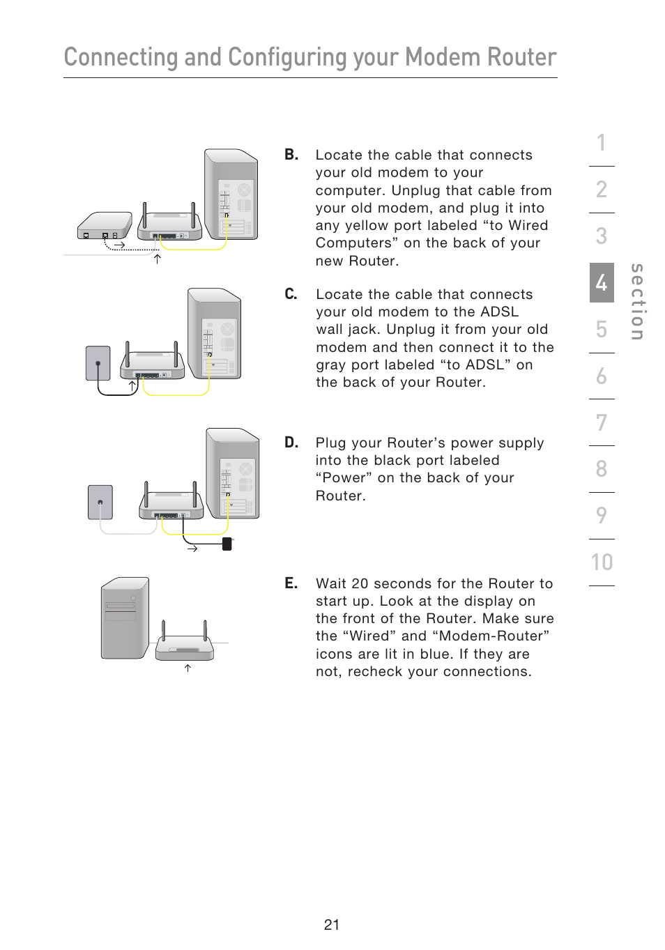 Connecting and configuring your modem router | Belkin F5D8633-4 User Manual | Page 23 / 606