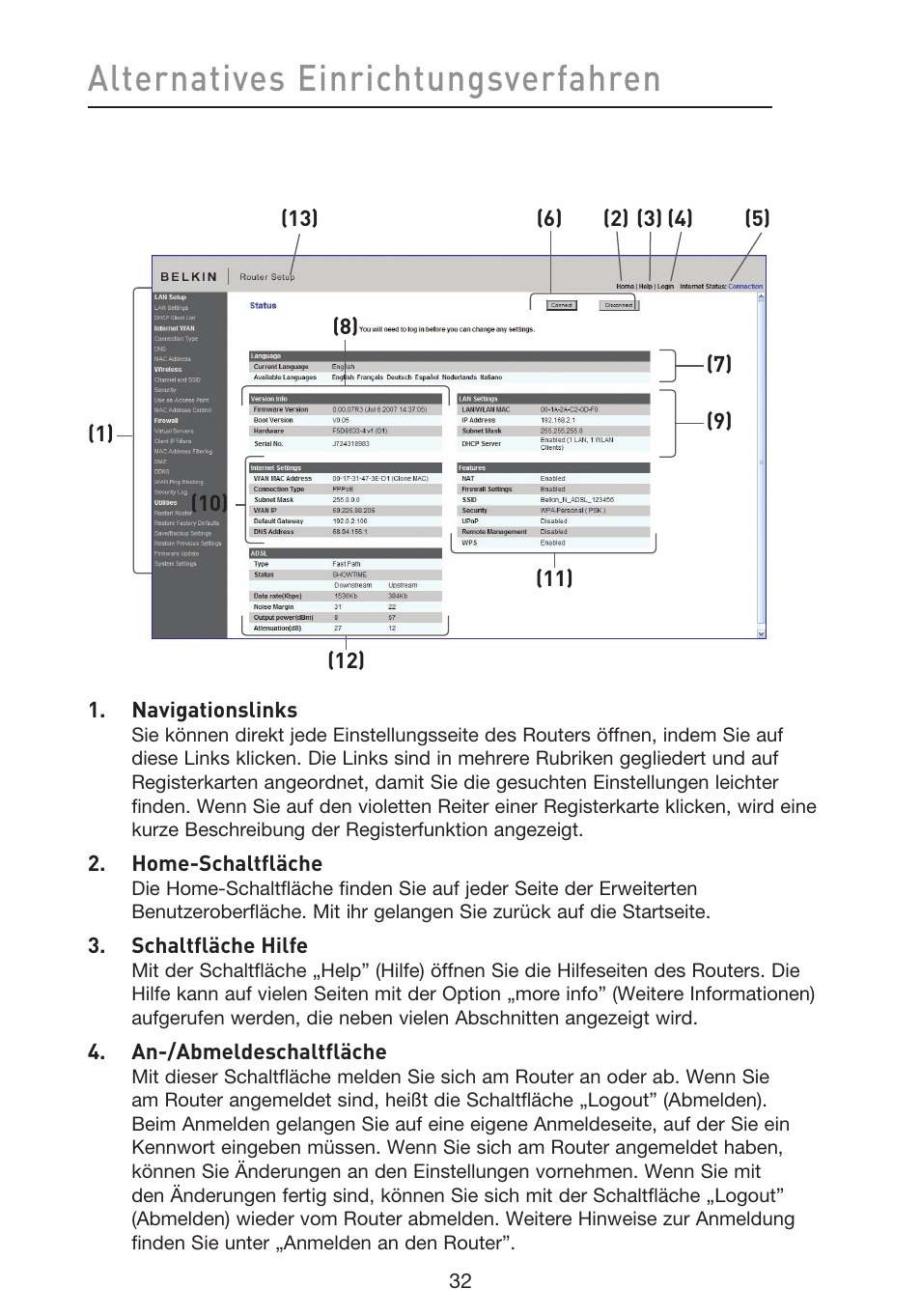 Alternatives einrichtungsverfahren | Belkin F5D8633-4 User Manual | Page 236 / 606