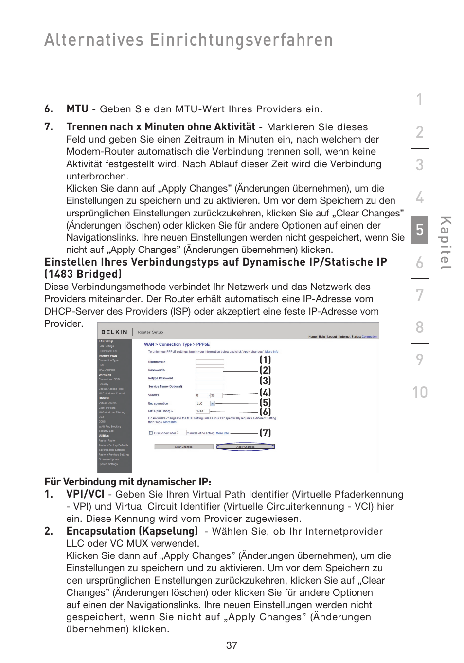 Alternatives einrichtungsverfahren, Kap ite l | Belkin F5D8633-4 User Manual | Page 241 / 606