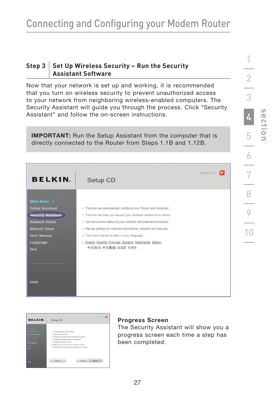 Connecting and configuring your modem router | Belkin F5D8633-4 User Manual | Page 29 / 606