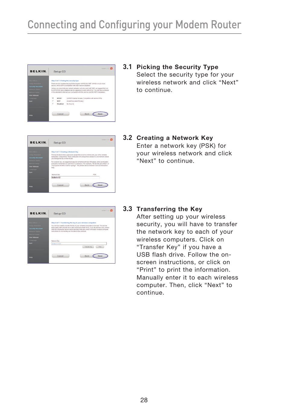 Connecting and configuring your modem router | Belkin F5D8633-4 User Manual | Page 30 / 606
