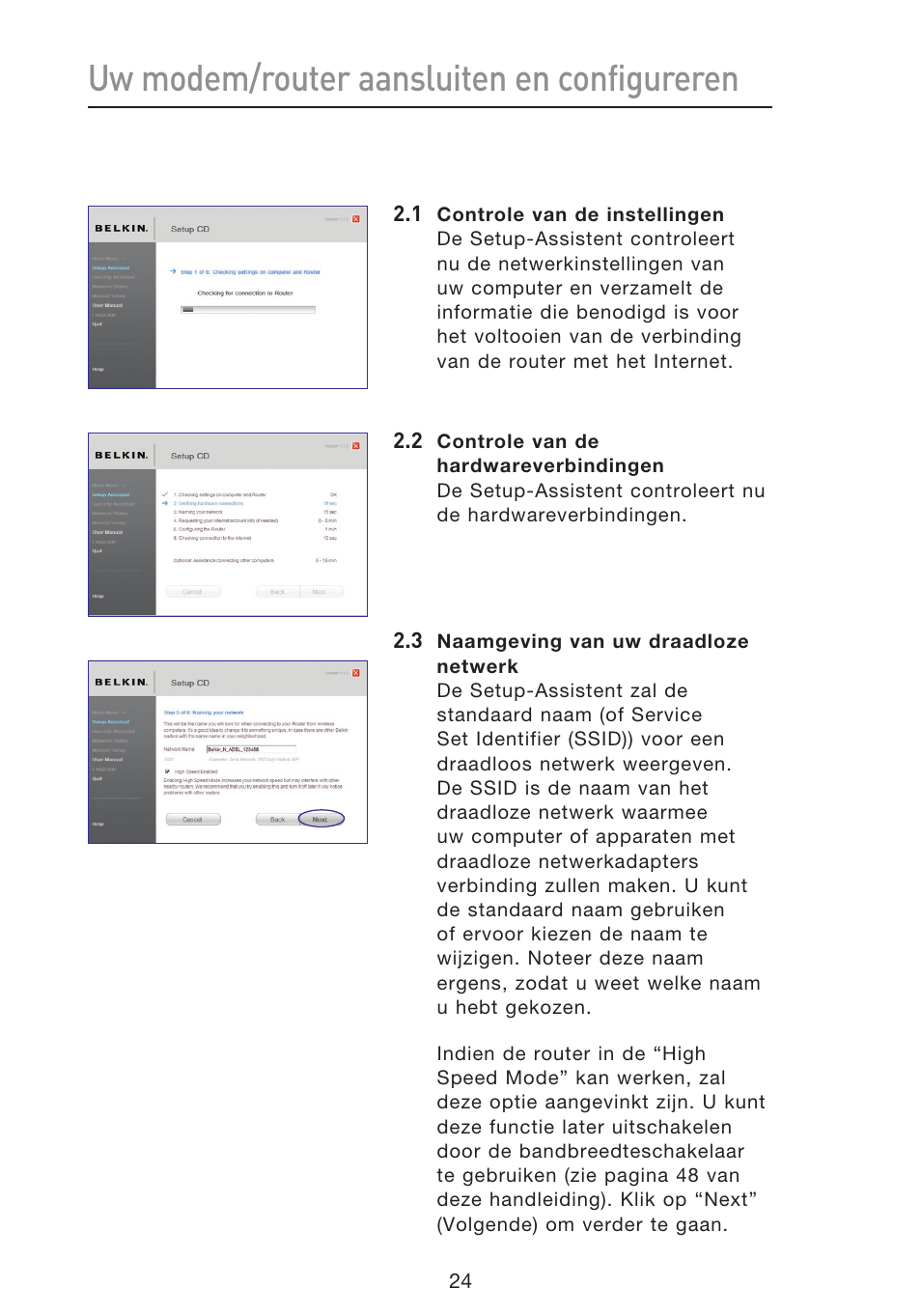 Uw modem/router aansluiten en configureren | Belkin F5D8633-4 User Manual | Page 329 / 606