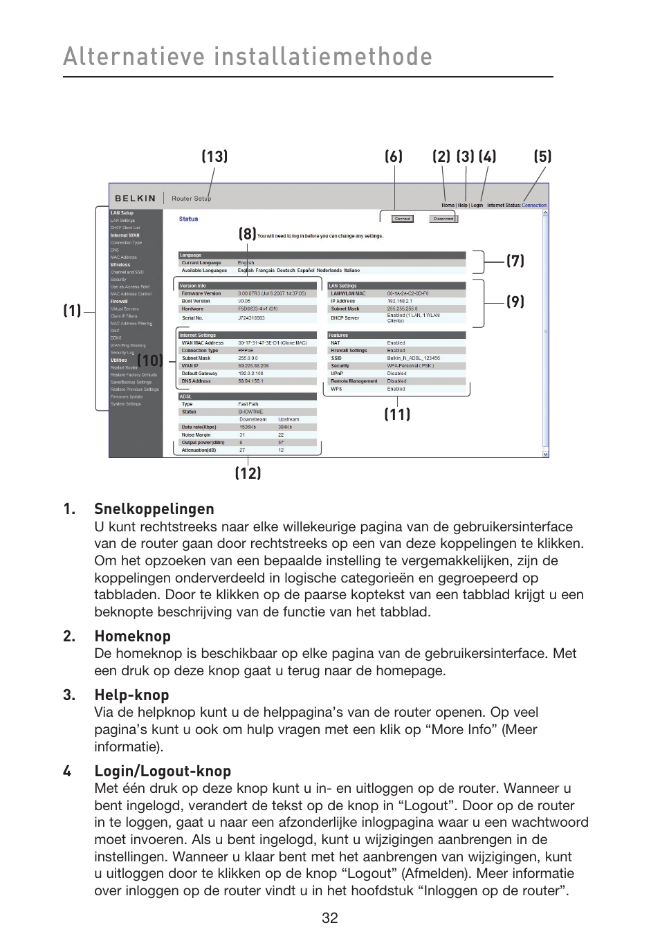 Alternatieve installatiemethode | Belkin F5D8633-4 User Manual | Page 337 / 606