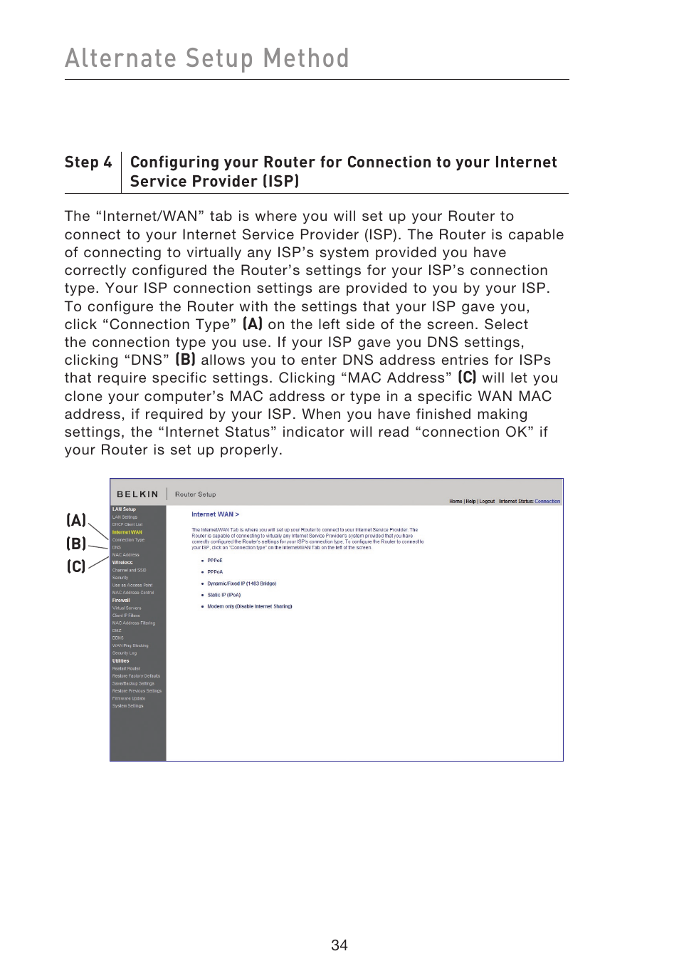 Alternate setup method | Belkin F5D8633-4 User Manual | Page 36 / 606