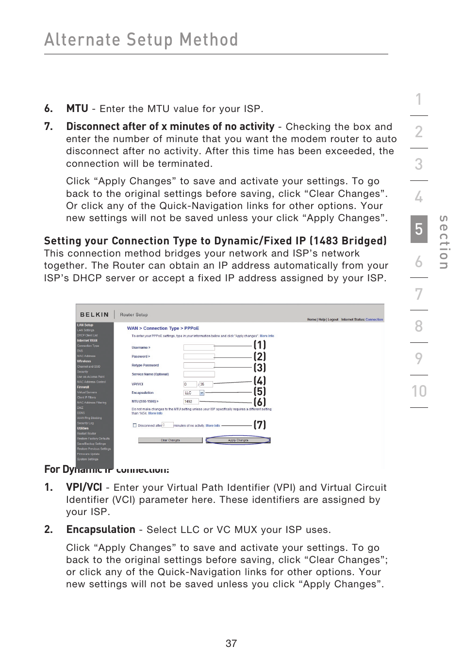 Alternate setup method, Se ct io n | Belkin F5D8633-4 User Manual | Page 39 / 606