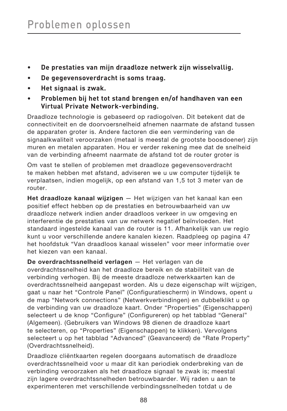 Problemen oplossen | Belkin F5D8633-4 User Manual | Page 393 / 606