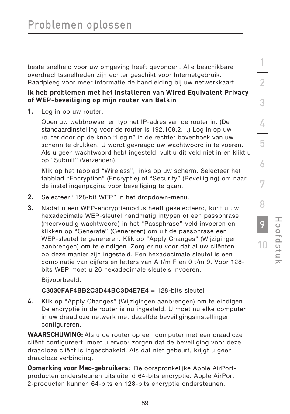 Problemen oplossen, Hoo fd st u k | Belkin F5D8633-4 User Manual | Page 394 / 606