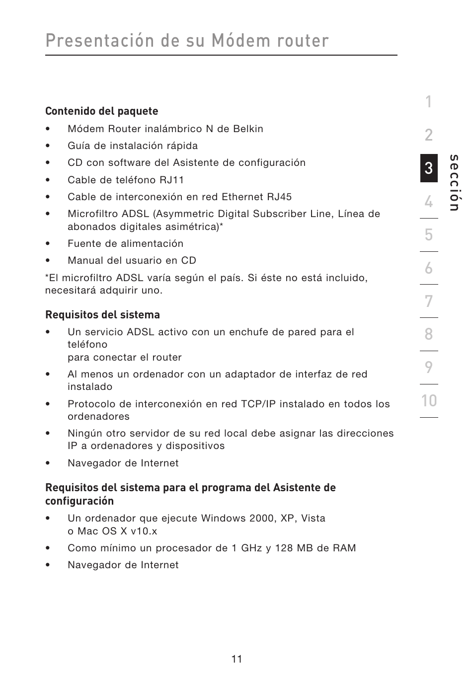 Presentación de su módem router, Se cc ió n | Belkin F5D8633-4 User Manual | Page 417 / 606