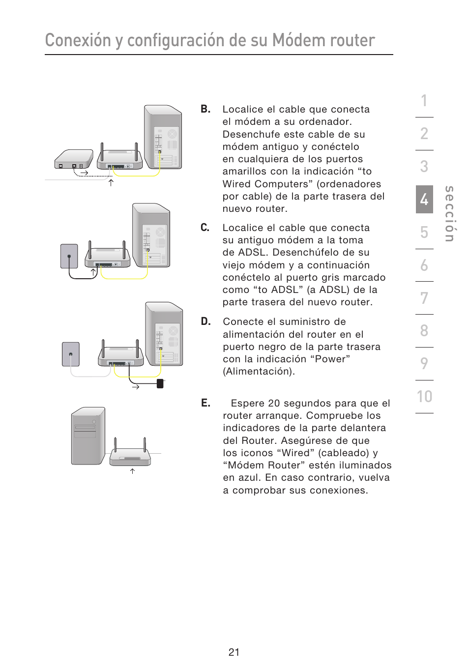 Conexión y configuración de su módem router | Belkin F5D8633-4 User Manual | Page 427 / 606