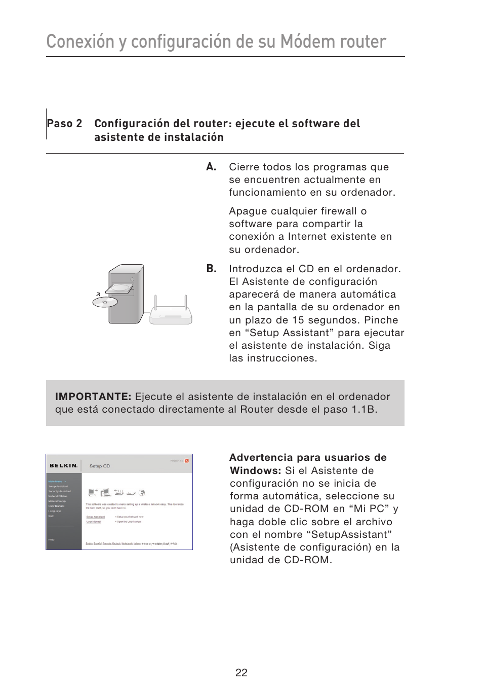 Conexión y configuración de su módem router | Belkin F5D8633-4 User Manual | Page 428 / 606