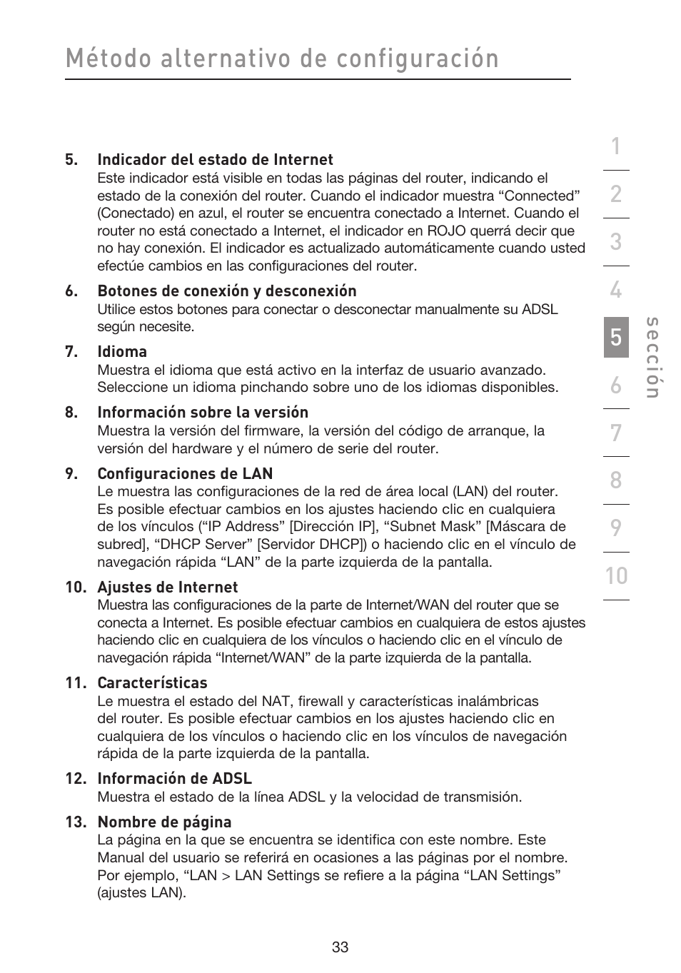 Método alternativo de configuración, Se cc ió n | Belkin F5D8633-4 User Manual | Page 439 / 606